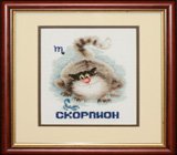 Оформление вышивки в багет. "Знак зодиака Скорпион" (кот, Золотое руно, ВЛ-008).